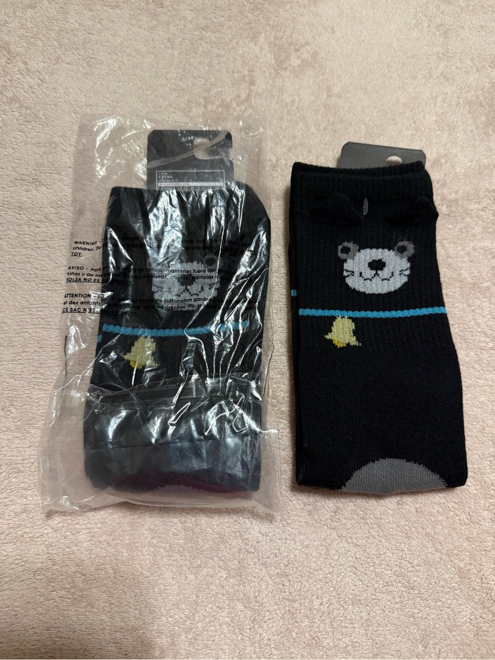 Hot Topic Black Cat Crew Socks- 2 Pairs